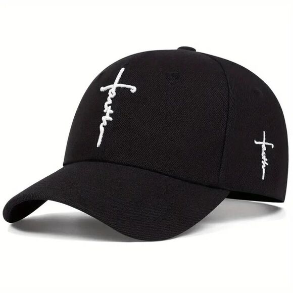 Faith Cross Embroidery Adjustable Baseball Cap Hat - Picture 2 of 5